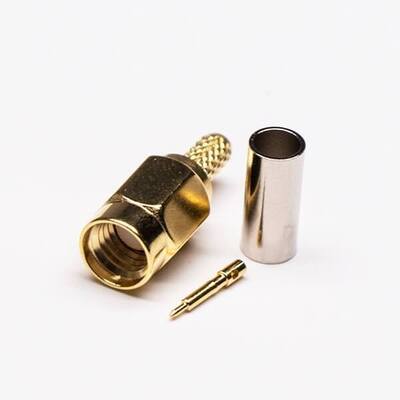 comprare Connettore RF SSMA tipo a crimpare maschio per cavo coassiale RG316 RG174 con gamma di frequenza DC-35GHz, tenuta impermeabile IP67 e contatto in ottone placcato oro fabbricazione online
