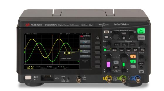 Keysight Oscilloscopi essenziali Oscilloscopio di classe XR1-DSOX1202G fornisce 70 MHz di larghezza di banda su 2 canali analogici e generatore di forma d'onda incorporato