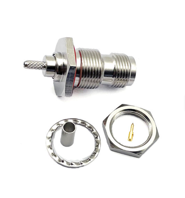 RF Coaxial Connector TNC Female Bulkhead Mount with 0~3GHz Frequency Brass Material and Ni Plating for RG316 RG178 Cable